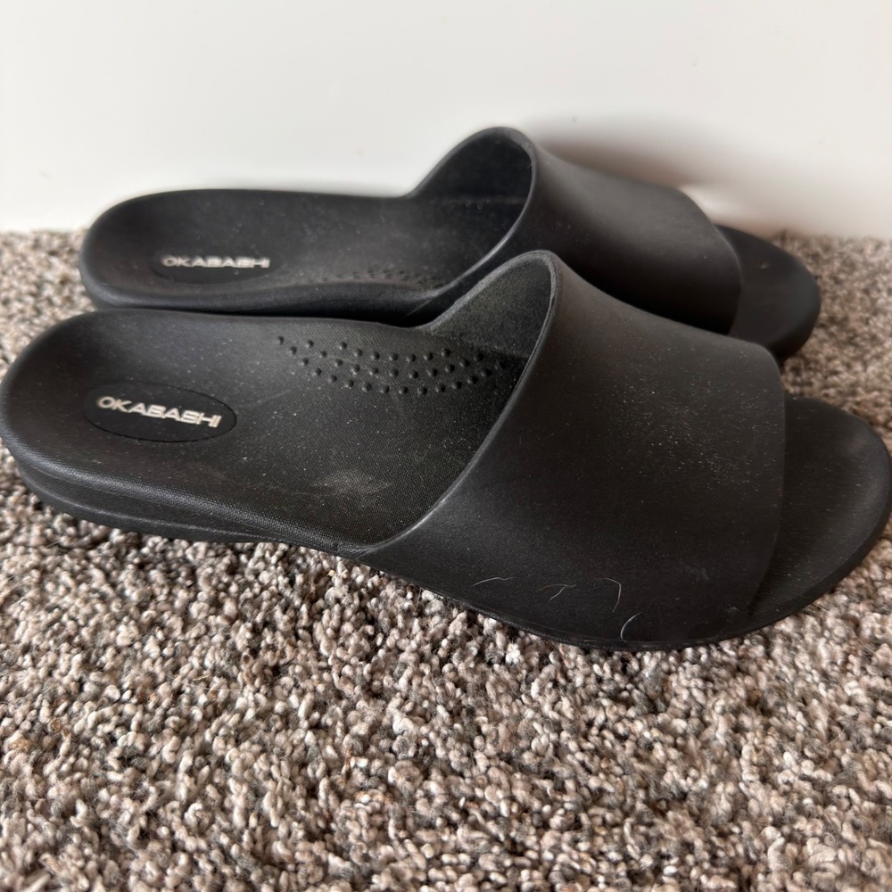 Okabashi Black Slide Sandals Womens US 6 EU 36 Made in USA Comfort Eco Friendly